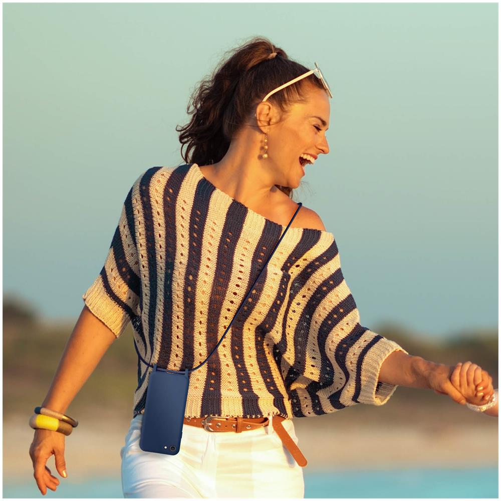 Cover Semirigida Per Iphone 7, 8, Se 2020/2022 Cordino Nylon 80 Cm Blu - Foto 2