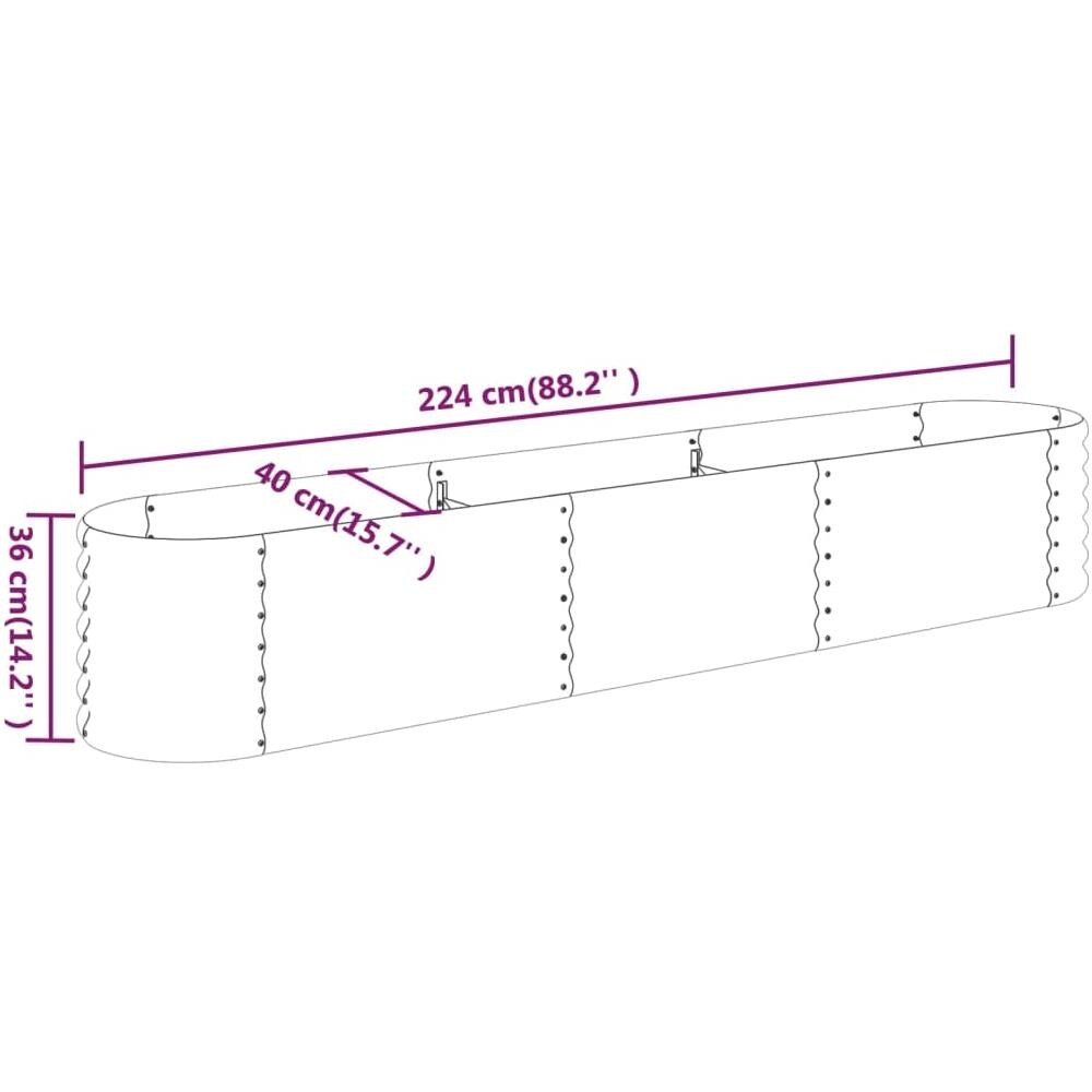 Vaso Giardino Acciaio Verniciato A Polvere 224x40x36 Cm Marrone - Foto 5