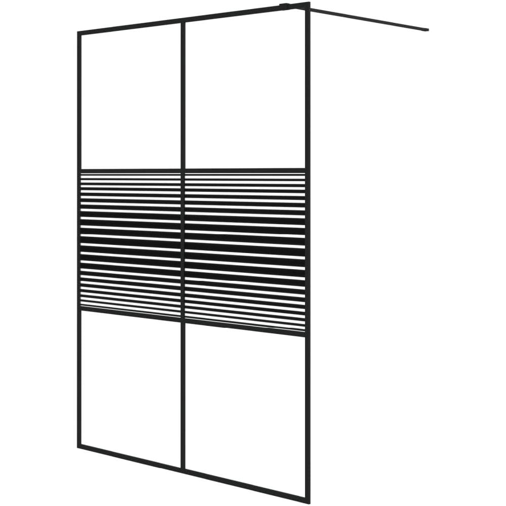 Parete Doccia Walk In Nero 140x195 Cm Vetro Trasparente Esg - Foto 2