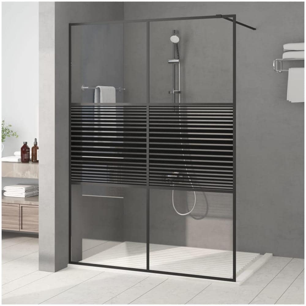 Parete Doccia Walk In Nero 140x195 Cm Vetro Trasparente Esg - Foto 1