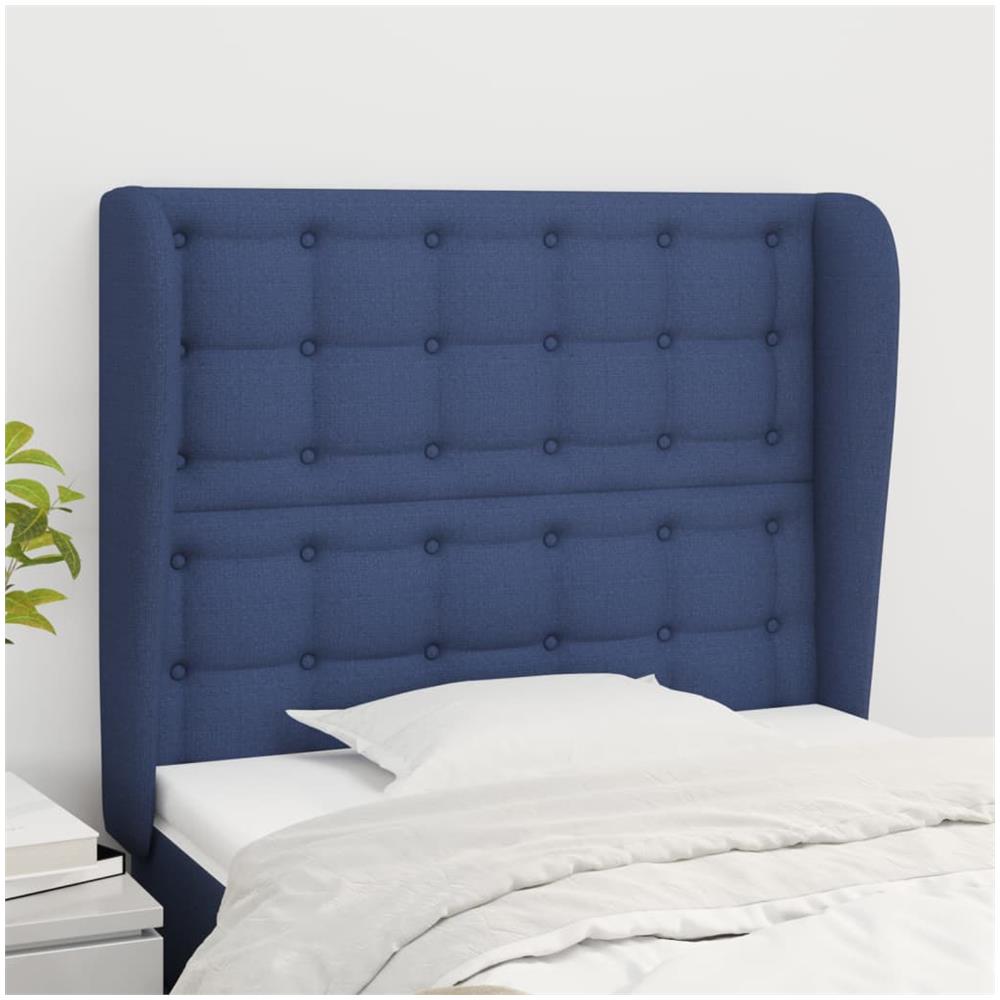 Testiera Ad Orecchio Blu 83x23x118/128 Cm In Tessuto - Foto 1