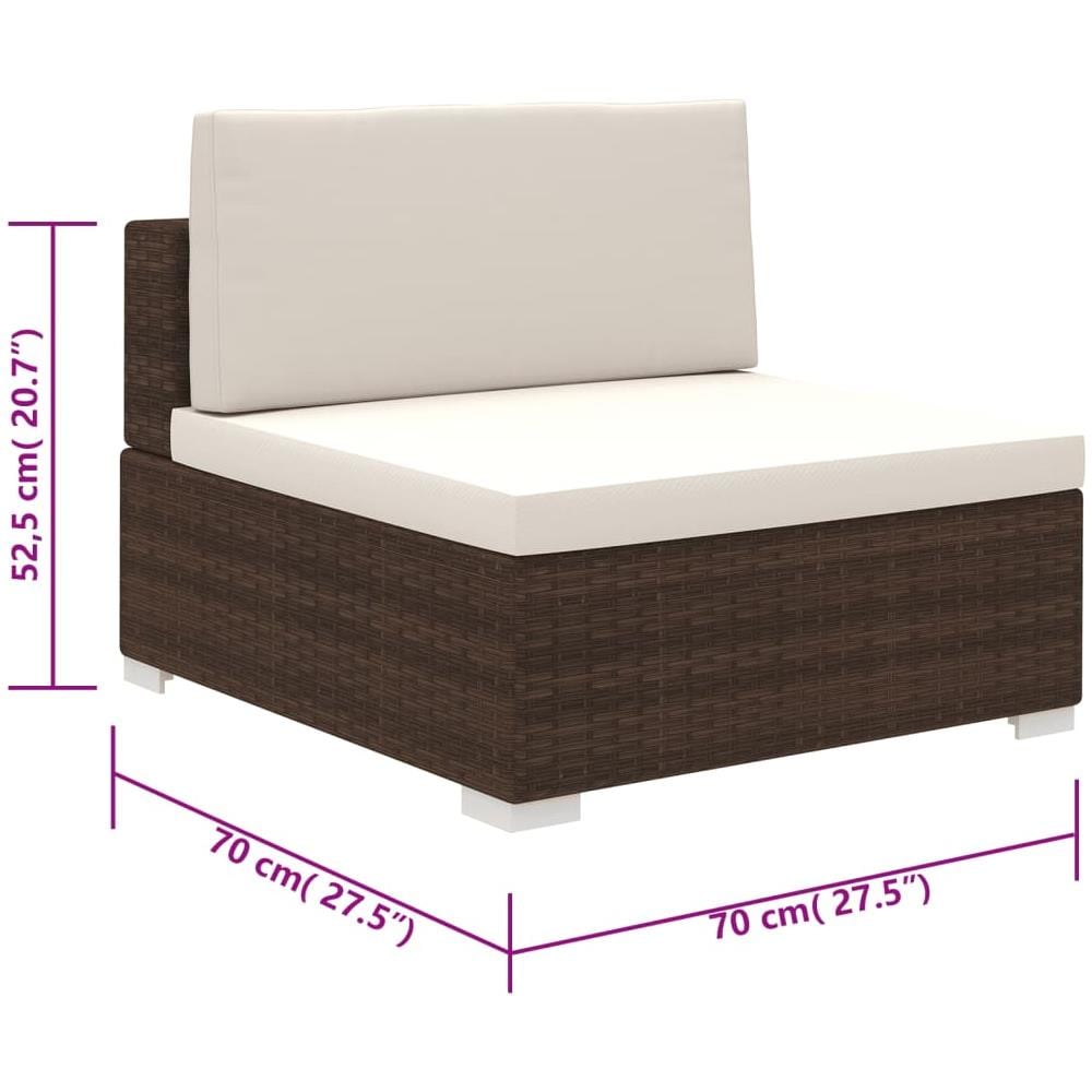 Set Divani Da Giardino 6 Pz Con Cuscini In Polyrattan Marrone - Foto 2