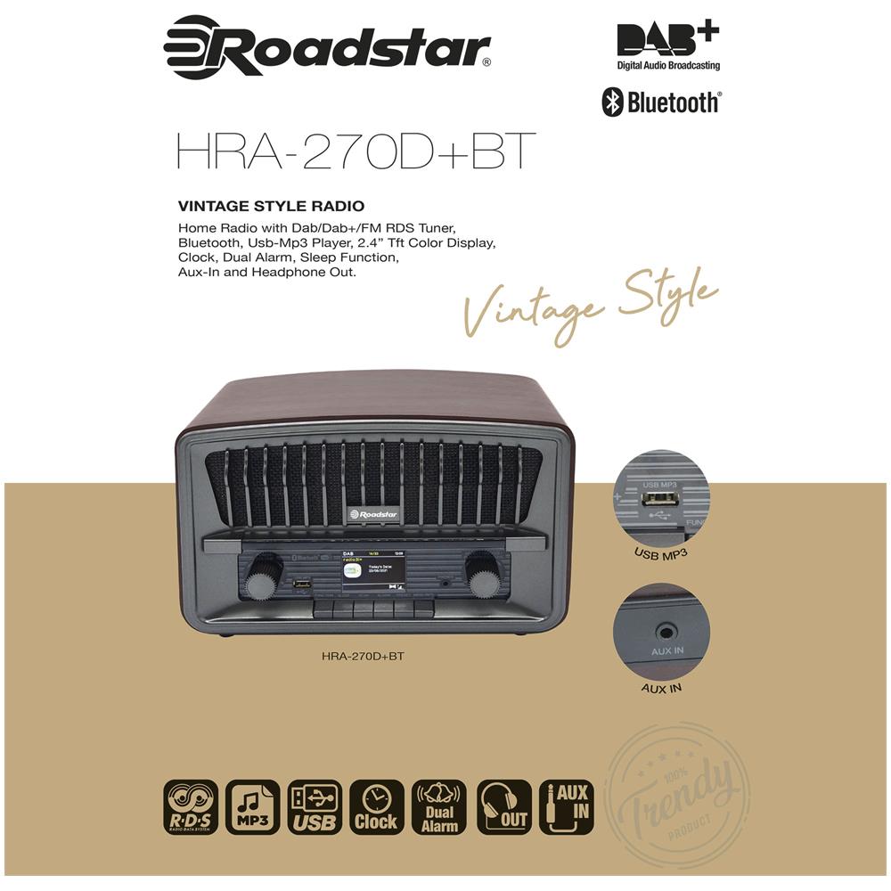 Hra-270d+bt Radio Portatile Digitale Vintage Dab+ /fm, Bluetooth Usb, Stereo, Doppia Sveglia Legno - Foto 8