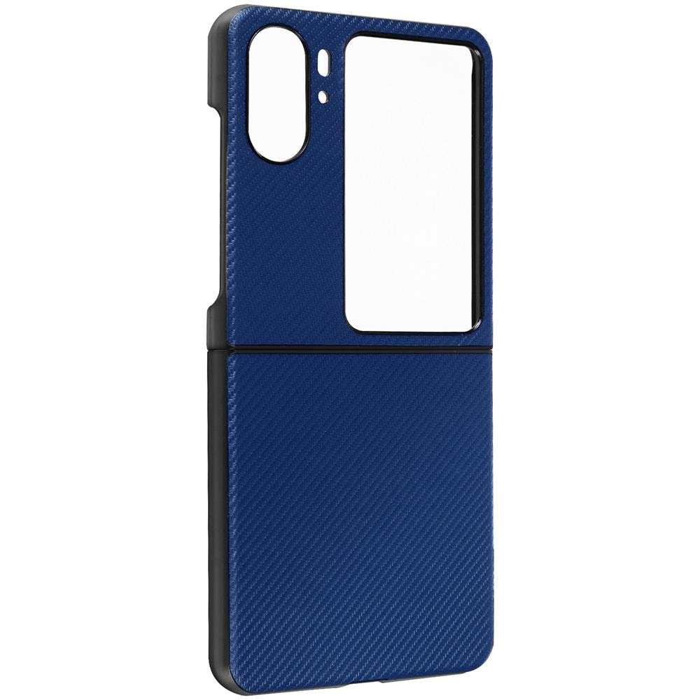 Cover Per Oppo Find N2 Flip Effetto Fibra Di Carbonio Design 2 Parti Blu - Foto 2