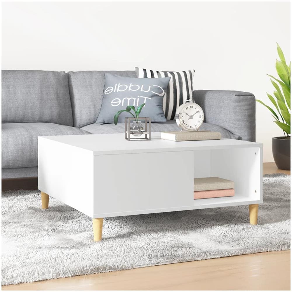 Tavolino Da Salotto Bianco 80x80x36,5 Cm In Legno Multistrato - Foto 1