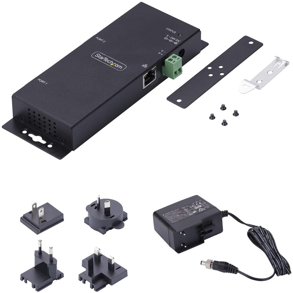 Adattatore da seriale a Ethernet a 2 porte, server di dispositivi seriali IP per dispositivi RS232 remoti, montaggio a parete /su guida DIN, metallo, convertitore seriale da RJ45 LAN a DB9, TAA - Foto 8