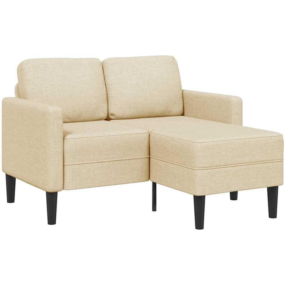 Divano 2 Posti con Chaise longue a L Crema 125 cm in Tessuto - Foto 1