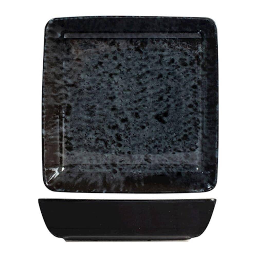 Piatto quadro fondo Uranus in porcellana nera cm 19 - Foto 1