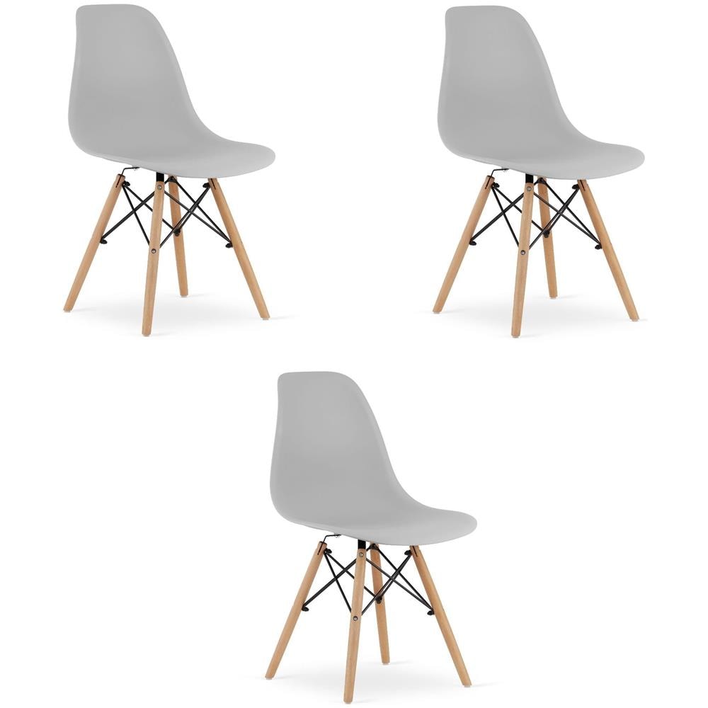 Sedia Valora OSAKA con gambe in legno grigio, design ergonomico x3 - Foto 1