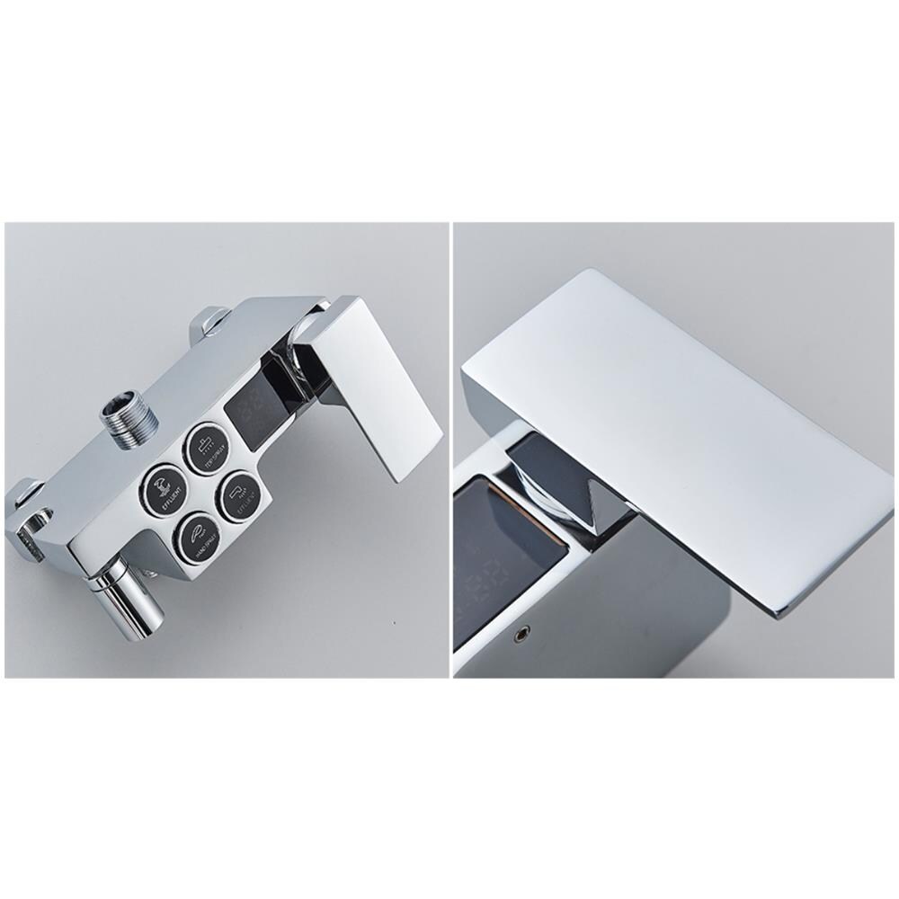 Colonna doccia, Blackswan, tipo M133, modello cromato regolabile, con bocca girevole, doccia ad alta pressione e display digitale, dimensione 120 cm - Foto 4