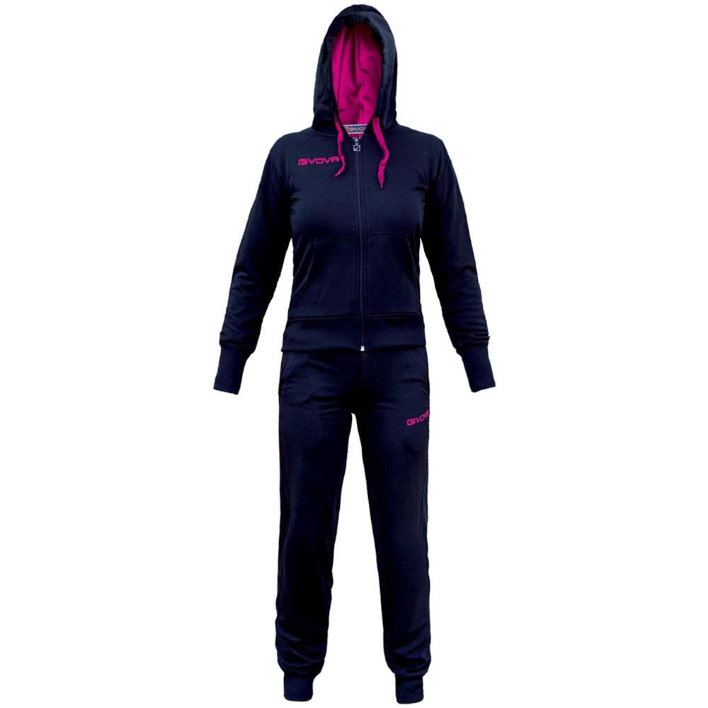 Tuta Lady Givova Completo Di Giacca A Manica Lunga E Pantalone Di Colore Blu / fuxia Taglia L - Foto 1
