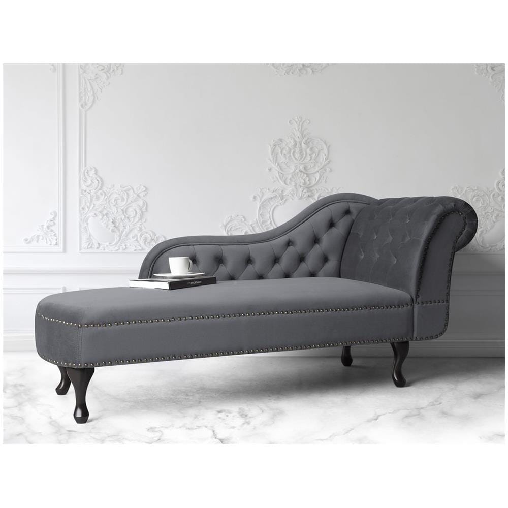 Chaise Longue Destra In Velluto Grigio Nimes - Foto 2