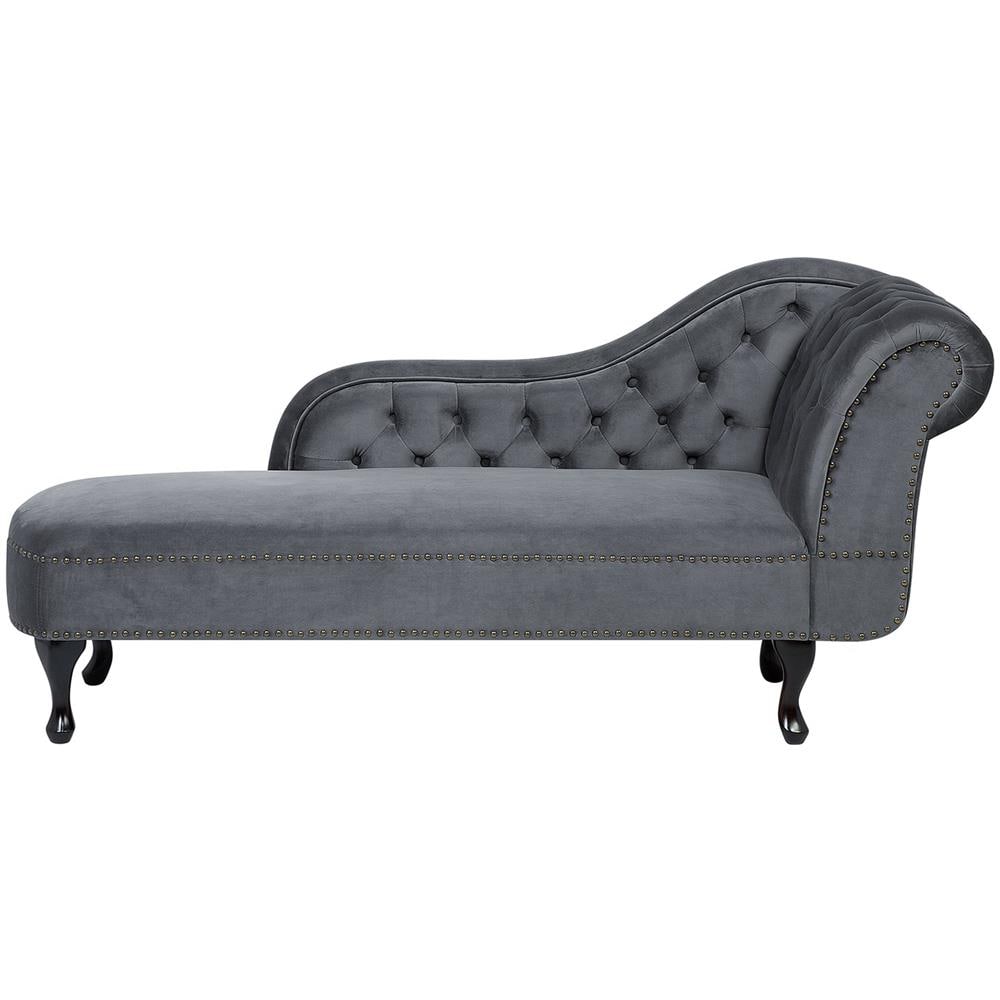 Chaise Longue Destra In Velluto Grigio Nimes - Foto 1