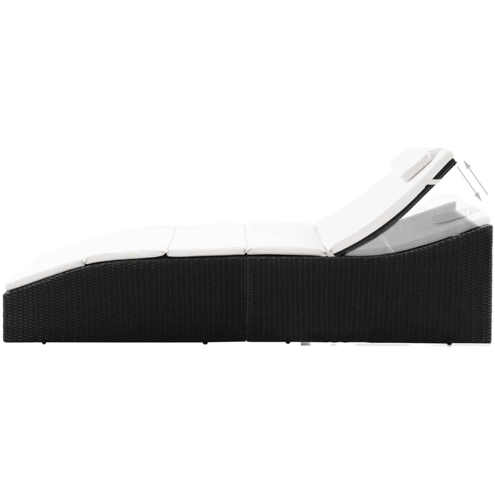 Lettino Con Cuscino In Polyrattan Marrone - Foto 2