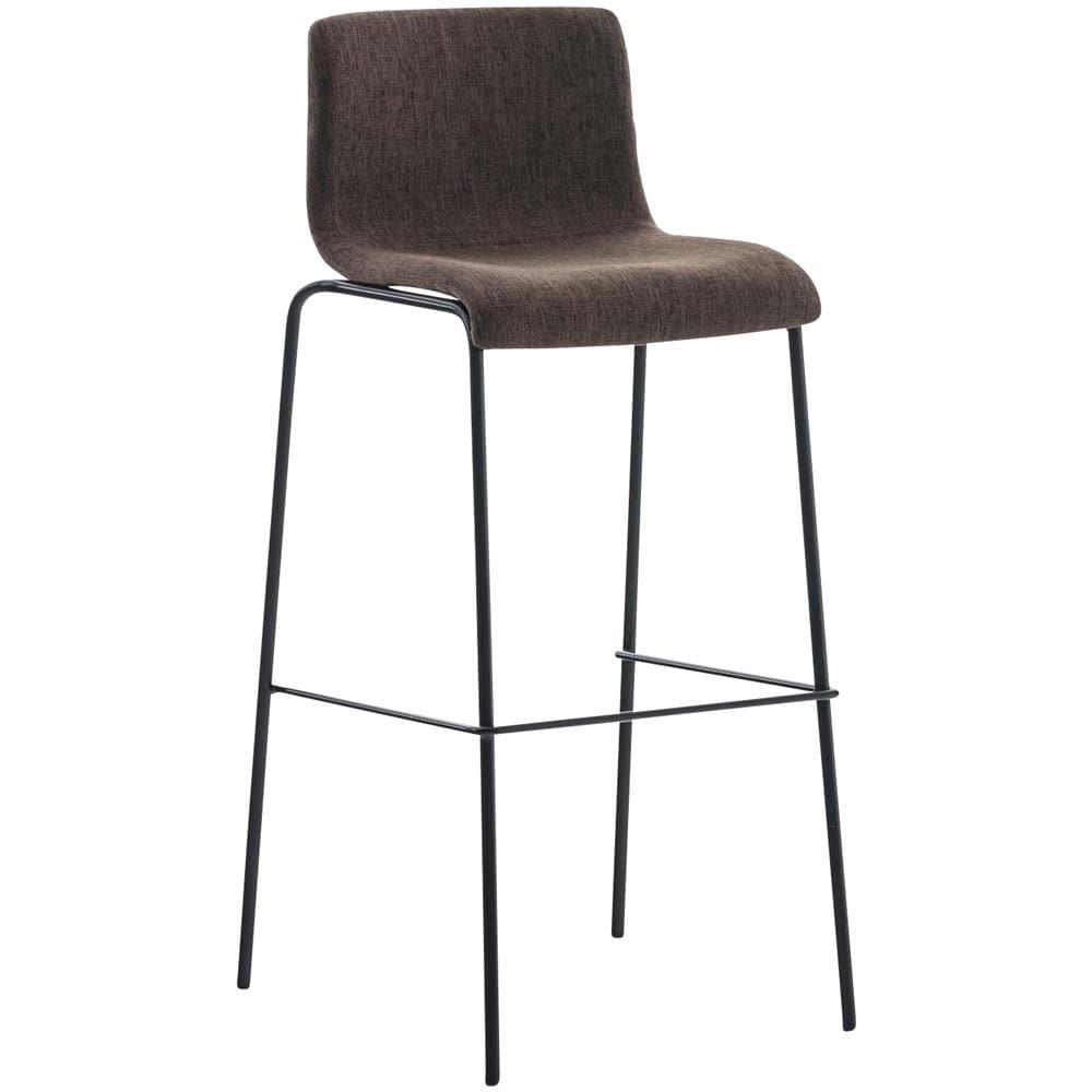 Sgabello Bar Hoover in Tessuto I Sgabello Alto Design 4 Gambe in Metallo I Sedia Sgabello Impilabile con Schienale I Sgabello Bancone H 76 CM Marrone Base Nero - Foto 1