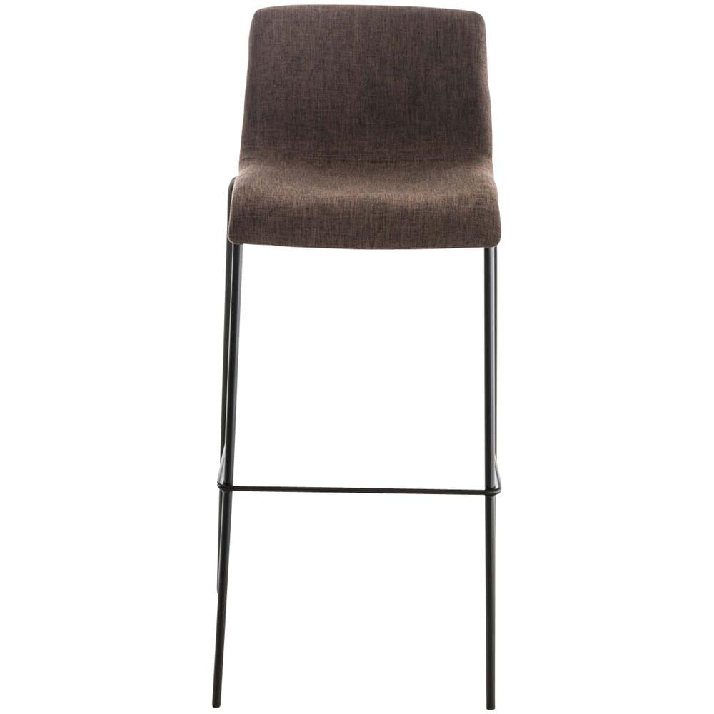 Sgabello Bar Hoover in Tessuto I Sgabello Alto Design 4 Gambe in Metallo I Sedia Sgabello Impilabile con Schienale I Sgabello Bancone H 76 CM Marrone Base Nero - Foto 2
