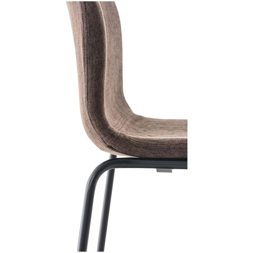 Sgabello Bar Hoover in Tessuto I Sgabello Alto Design 4 Gambe in Metallo I Sedia Sgabello Impilabile con Schienale I Sgabello Bancone H 76 CM Marrone Base Nero - Foto 5