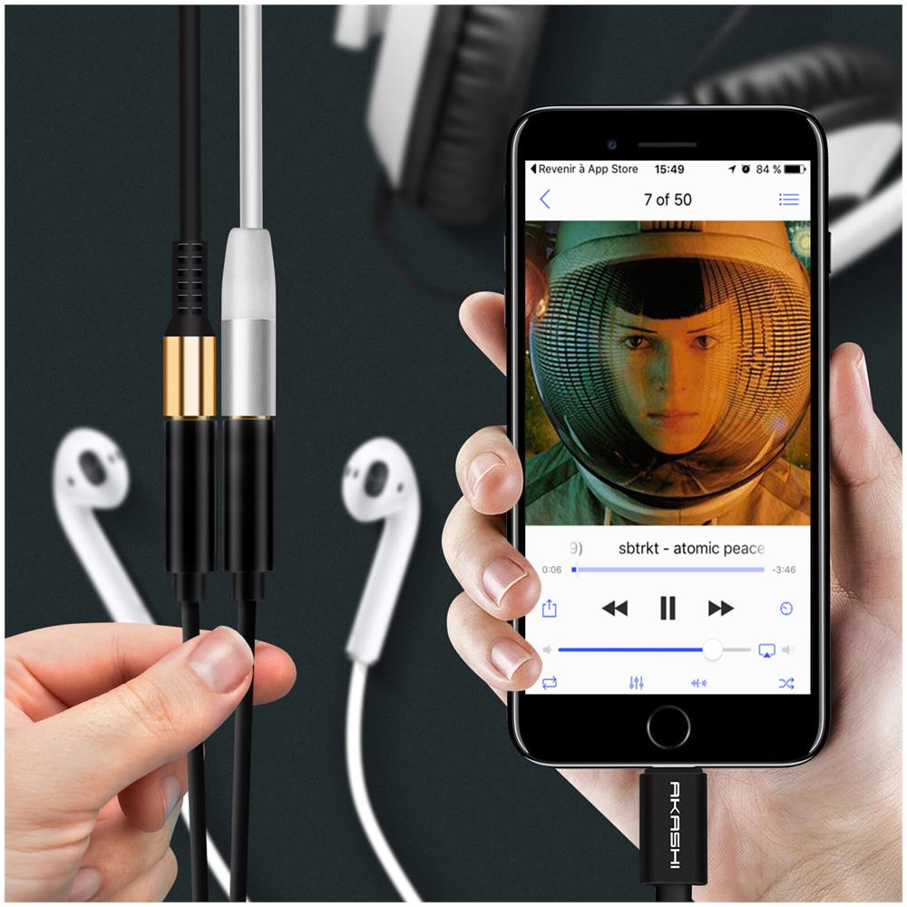 Adattatore Audio Lightning Verso 2x Ingresso Jack 3.5mm Compatto Nero - Foto 2