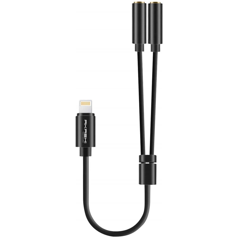 Adattatore Audio Lightning Verso 2x Ingresso Jack 3.5mm Compatto Nero - Foto 1
