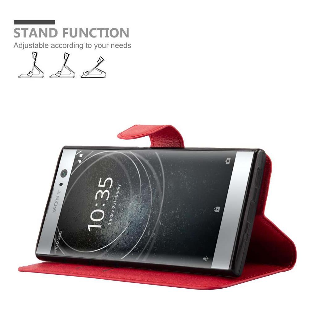 Custodia Compatibile Con Sony Xperia Xa2 In Rosso Carminio - Coperchio Protettiva Con Chiusura Magnetica, Funzione Stand E Tasca Per Le Carte - Foto 6