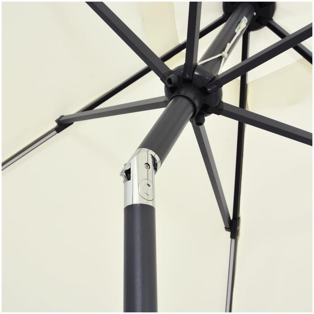 Ombrellone con Luci a LED e Palo Alluminio 300 cm Bianco Sabbia - Foto 2