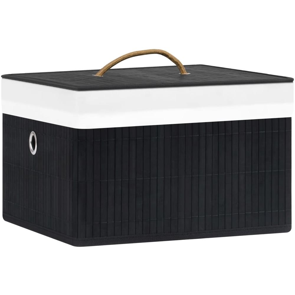 Scatole Portaoggetti 4 pz in Bambù Nere - Foto 2