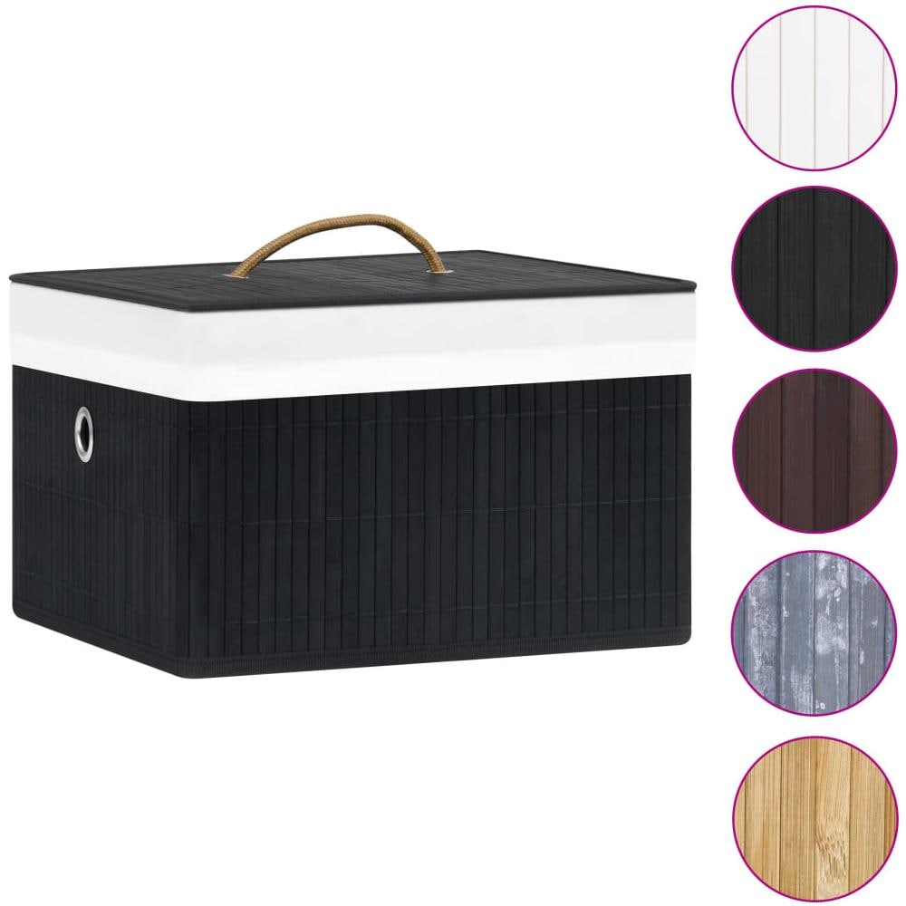 Scatole Portaoggetti 4 pz in Bambù Nere - Foto 3