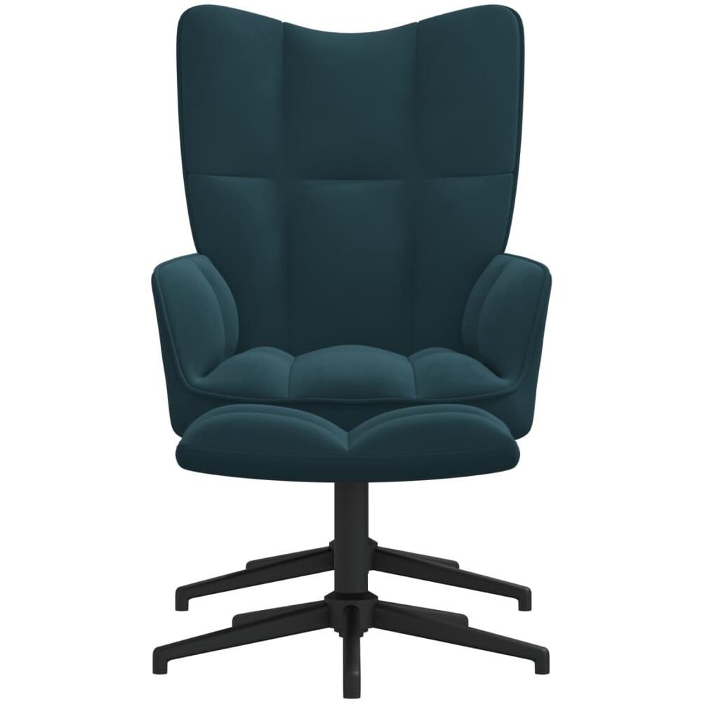 Poltrona Relax Con Poggiapiedi Blu In Velluto - Foto 3