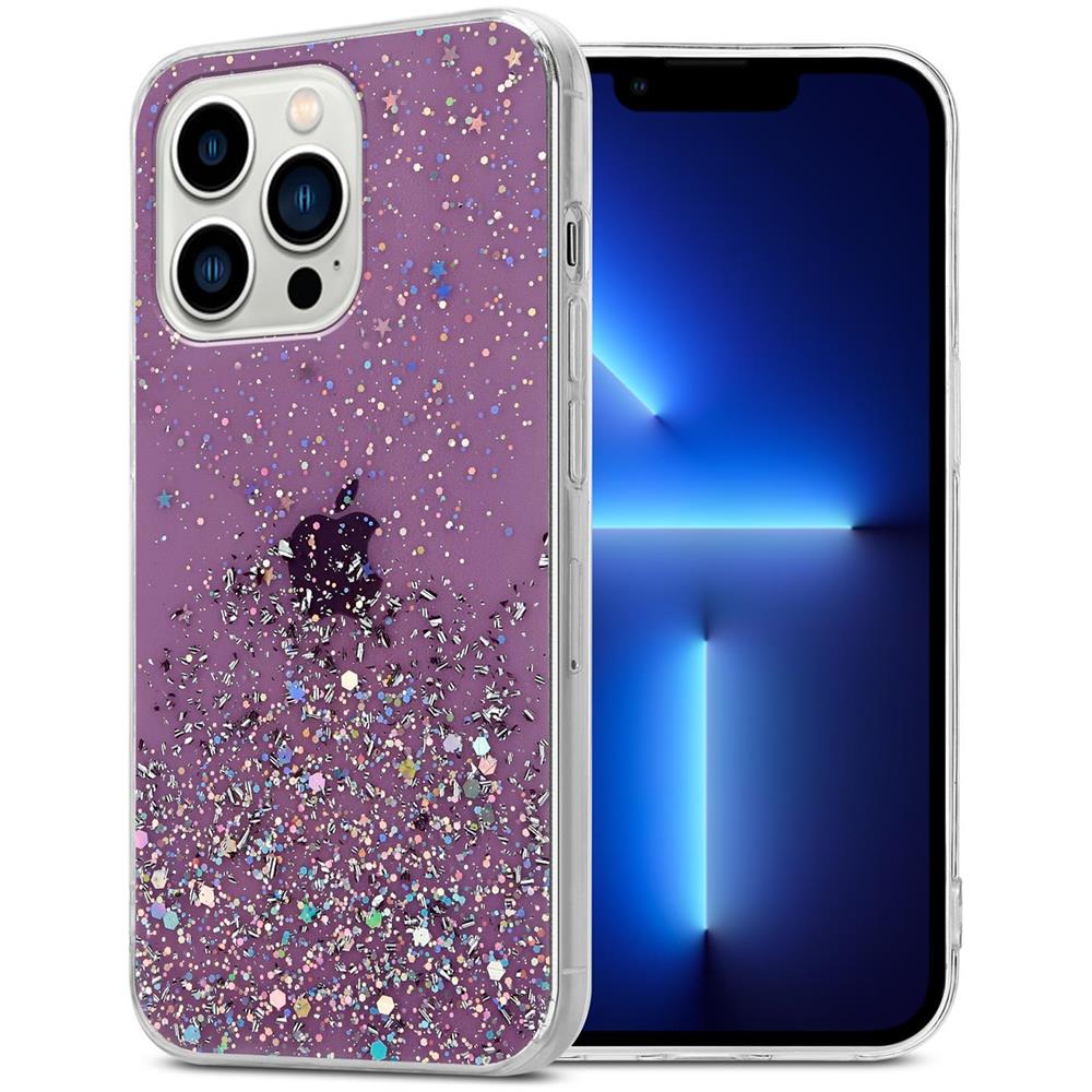 Custodia Compatibile Con Apple Iphone 13 Pro Max In Viola Con Glitter - Coperchio Protettivo In Silicone Tpu Flessibile Con Glitter Scintillanti - Foto 1