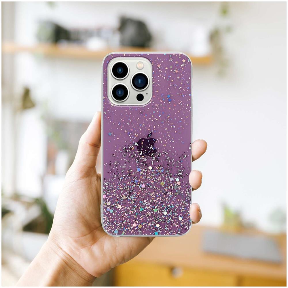 Custodia Compatibile Con Apple Iphone 13 Pro Max In Viola Con Glitter - Coperchio Protettivo In Silicone Tpu Flessibile Con Glitter Scintillanti - Foto 8