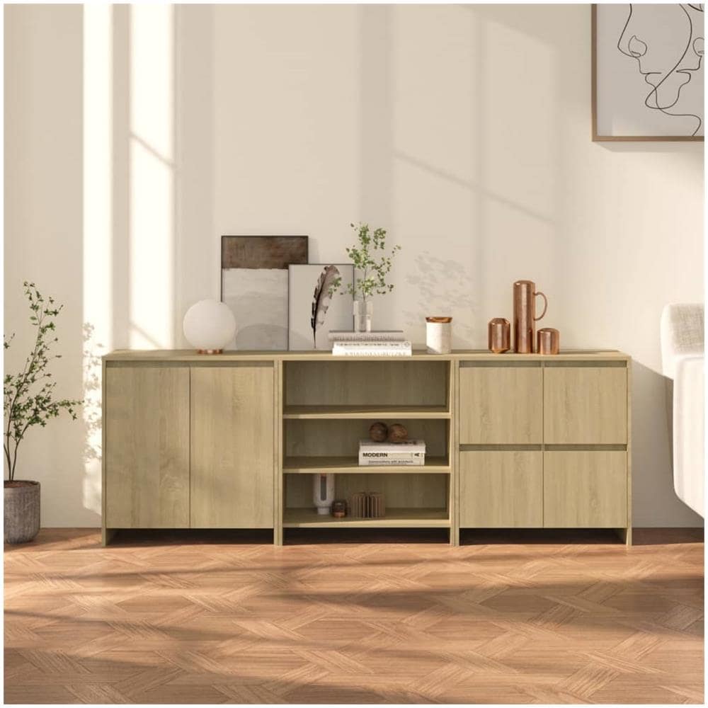 Credenze 3 pz Rovere Sonoma in Legno Multistrato 3190208