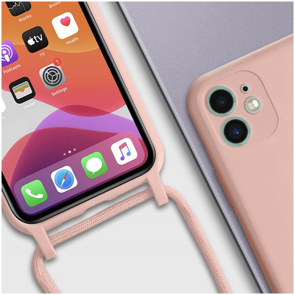 Cover Semirigida Per Iphone 11 Cordino Nylon 80 Cm Rosa Chiaro - Foto 5