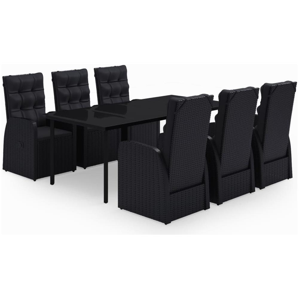 Set Mobili Da Pranzo Da Giardino 7 Pz Con Cuscini Nero - Foto 1