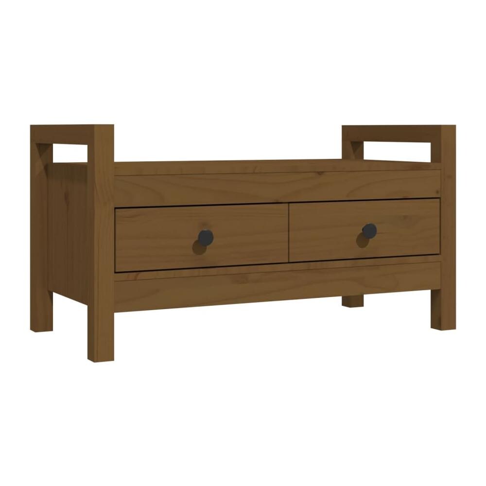 Panca Da Ingresso Miele 80x40x43 Cm In Legno Massello Di Pino - Foto 2