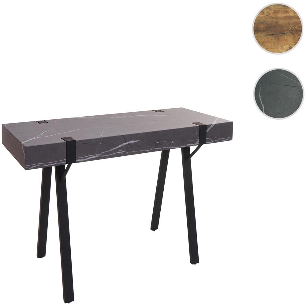 Scrivania A Torre Mendler HWC-K81 Con Ripiani Regolabili – 120x100x60 Cm, Ferro E MDF, Colore Grigio Marrone, Postazione PC Salvaspazio