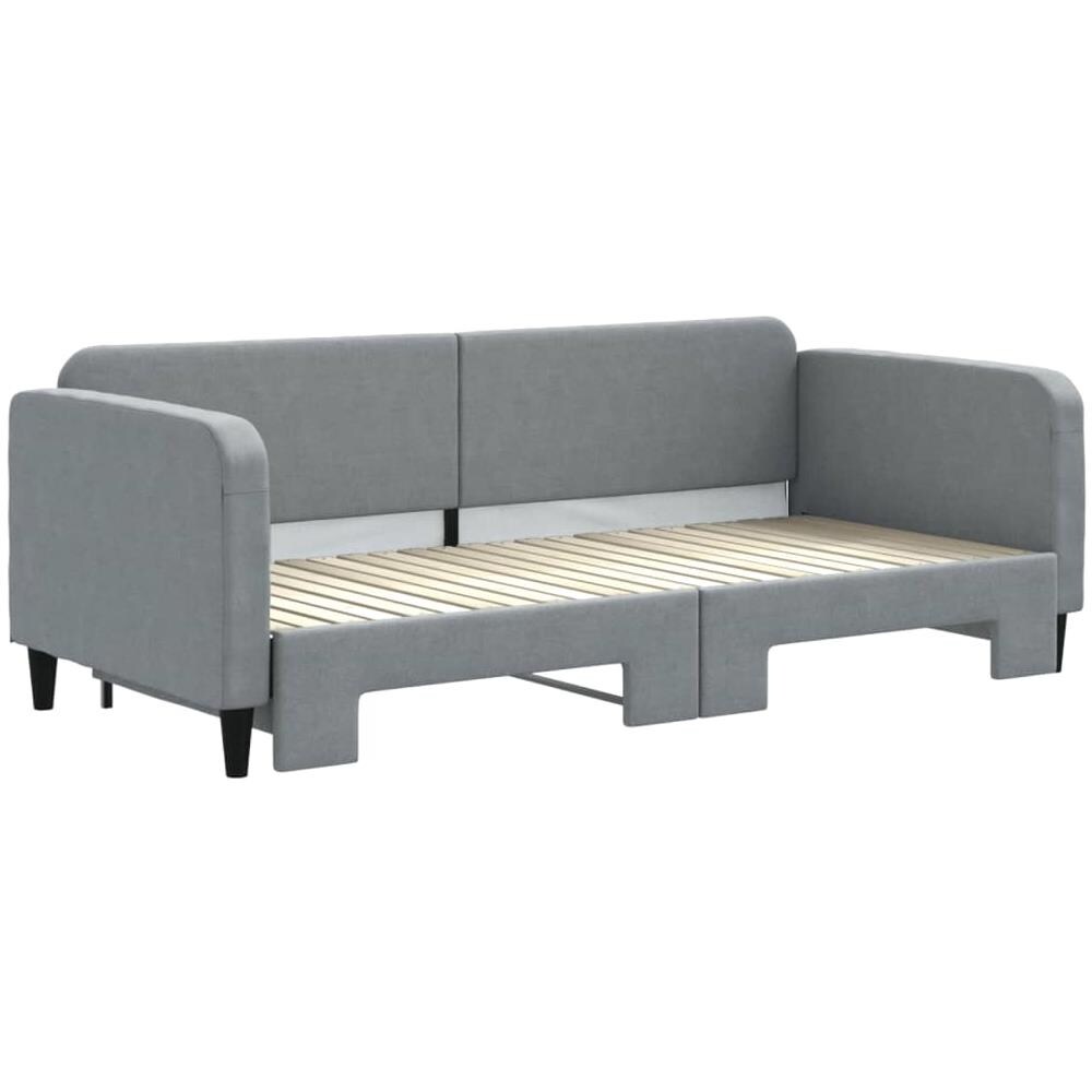 Divano Letto Con Letto Estraibile Grigio Chiaro 90x200 Tessuto - Foto 3