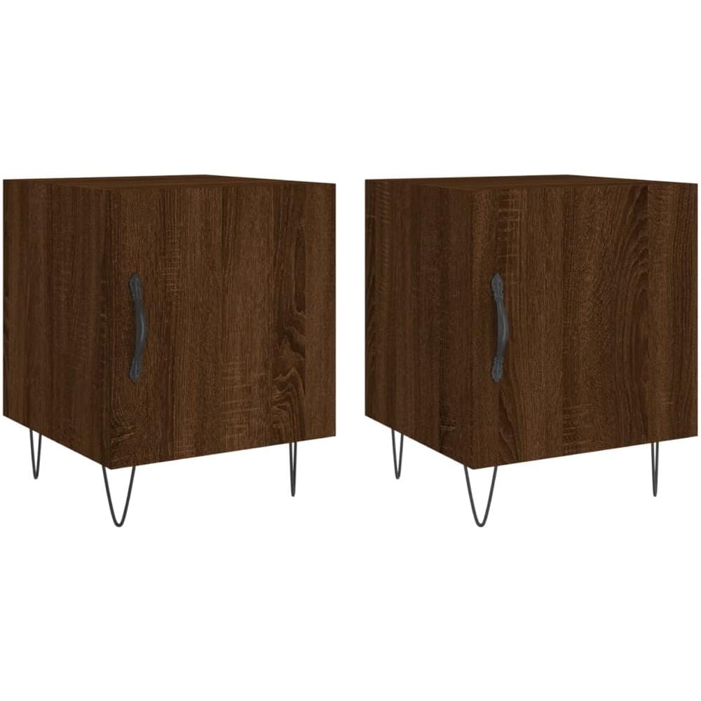 Comodini 2 Pz Rovere Marrone 40x40x50 Cm In Legno Multistrato - Foto 2