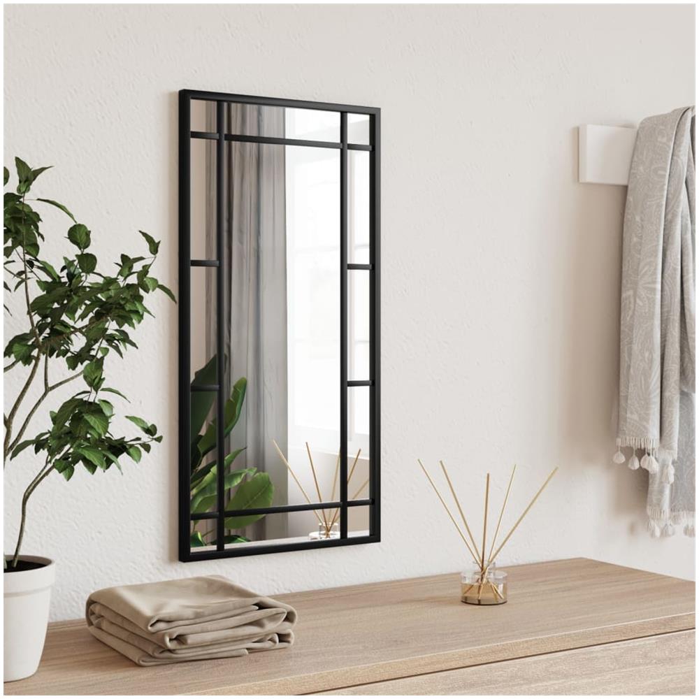 Specchio Da Parete Nero 30x60 Cm Rettangolare In Ferro - Foto 1