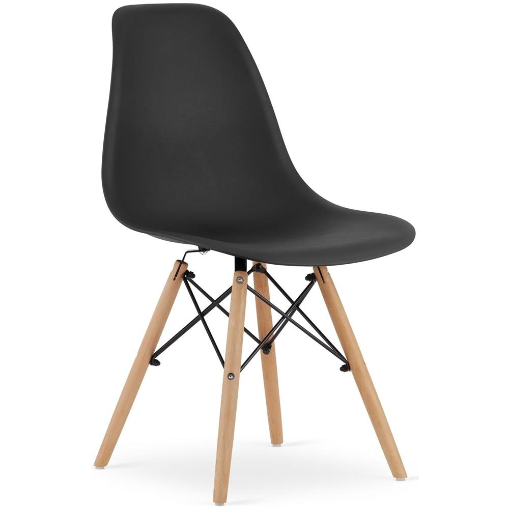 Sedia ergonomica OSAKA con gambe naturali nere per soggiorno x3 - Foto 2