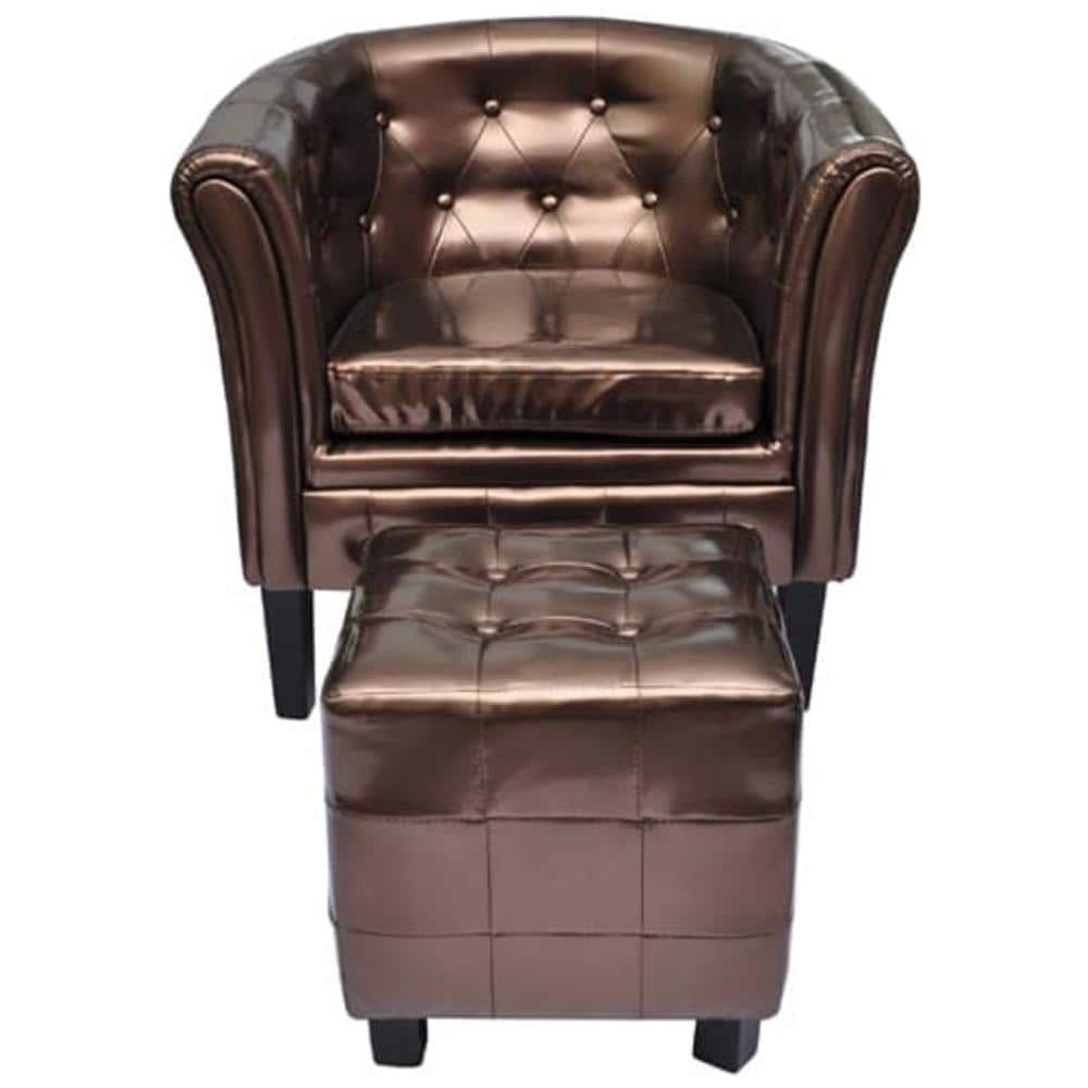 Chesterfield Poltrona Con Poggiapiedi, Poltroncina Caffé - Foto 1