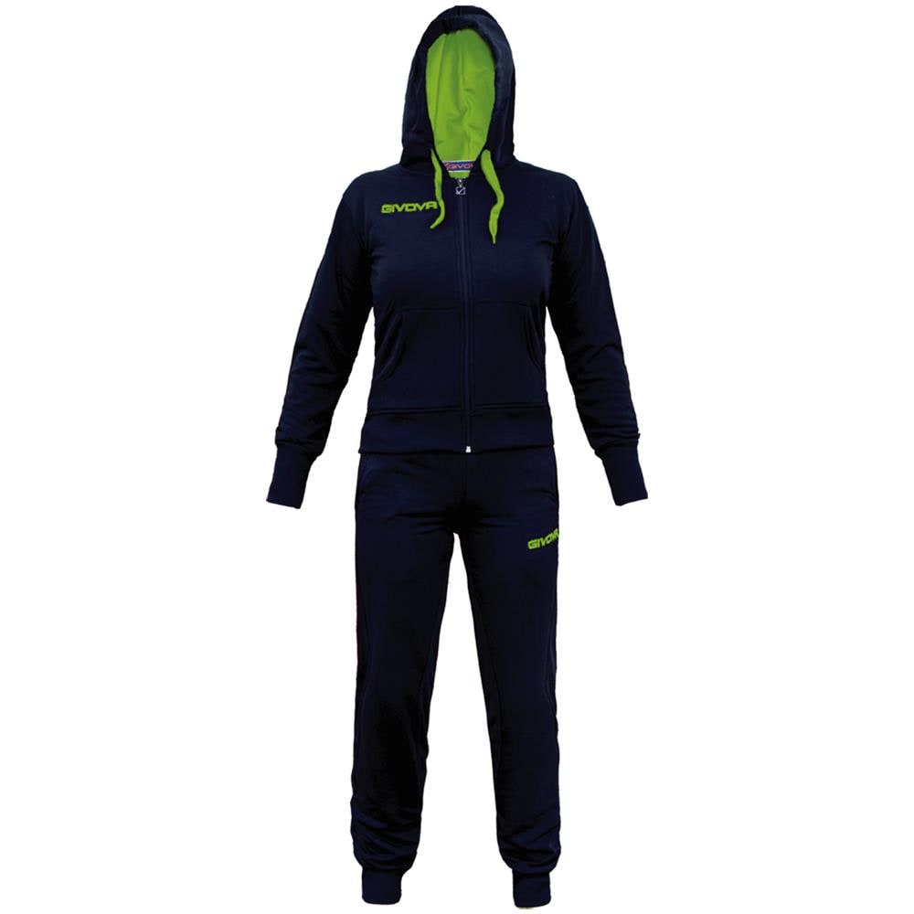 Tuta Lady Givova Completo Di Giacca A Manica Lunga E Pantalone Di Colore Blu / giallo Fluo Taglia S - Foto 1