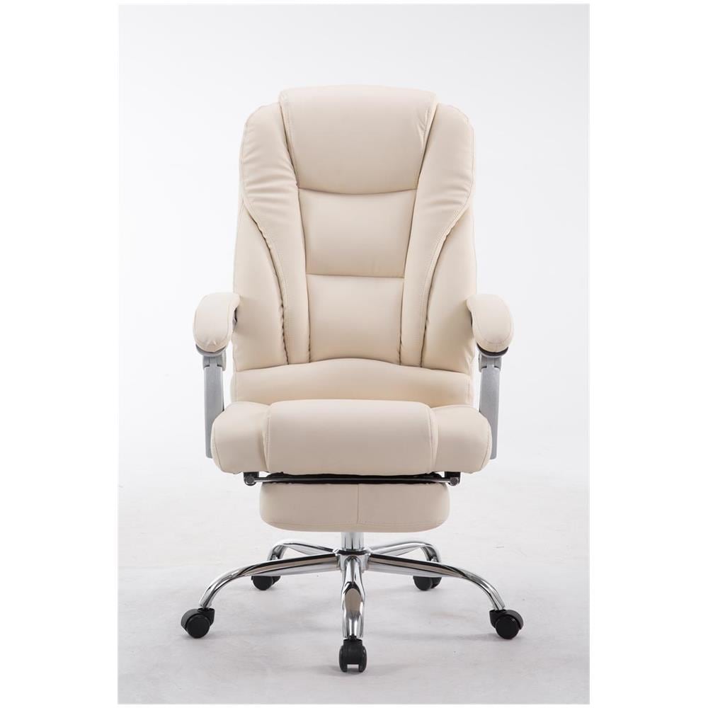 Sedia Ufficio Pacific in Similpelle - Poltrona Studio Carico Max 150 kg I Sedia Pc Imbottita e Regolabile I Poltrona Ufficio Ergonomica con Poggiapiedi e Ruote Antiattrito Crema - Foto 2