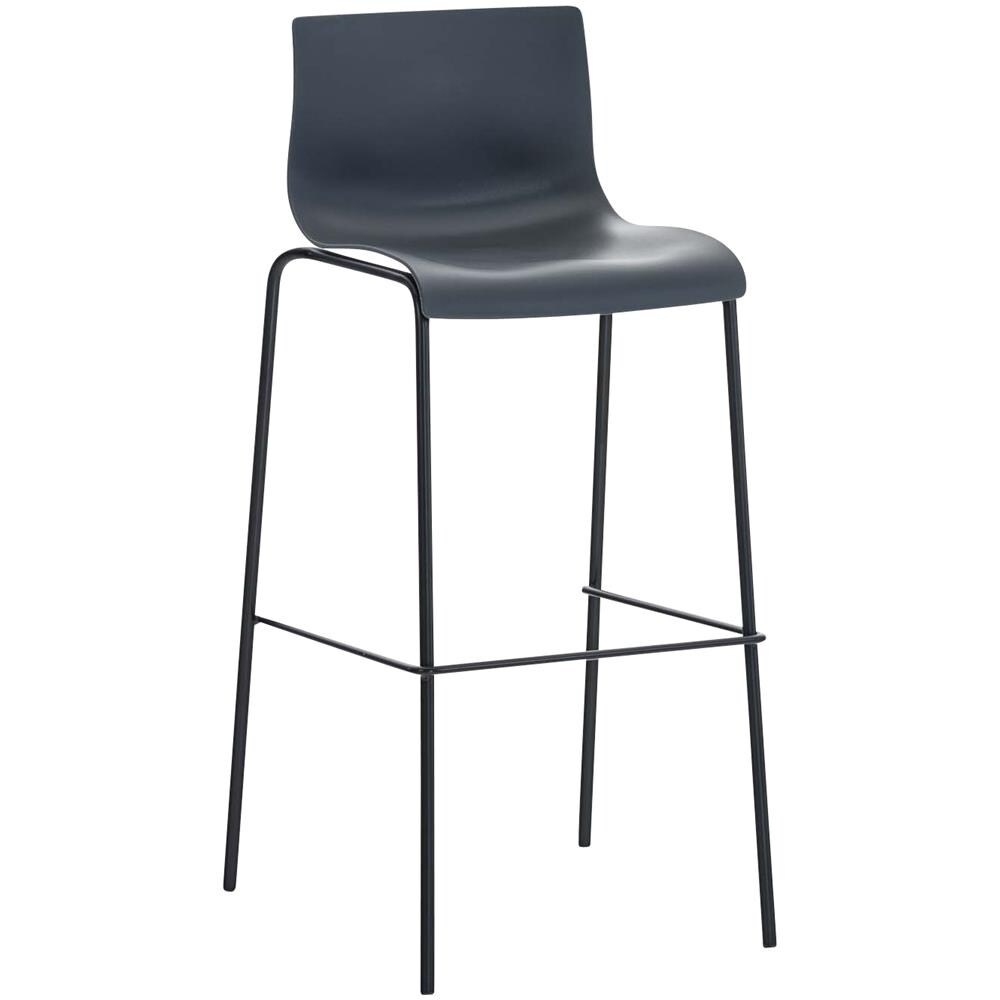 Sgabello Bar Hoover in Polipropilene I Sgabello Alto Design 4 Gambe in Metallo | Sedia Sgabello Impilabile con Schienale I Sgabello Bancone H 76 CM Grigio Base Nero - Foto 1