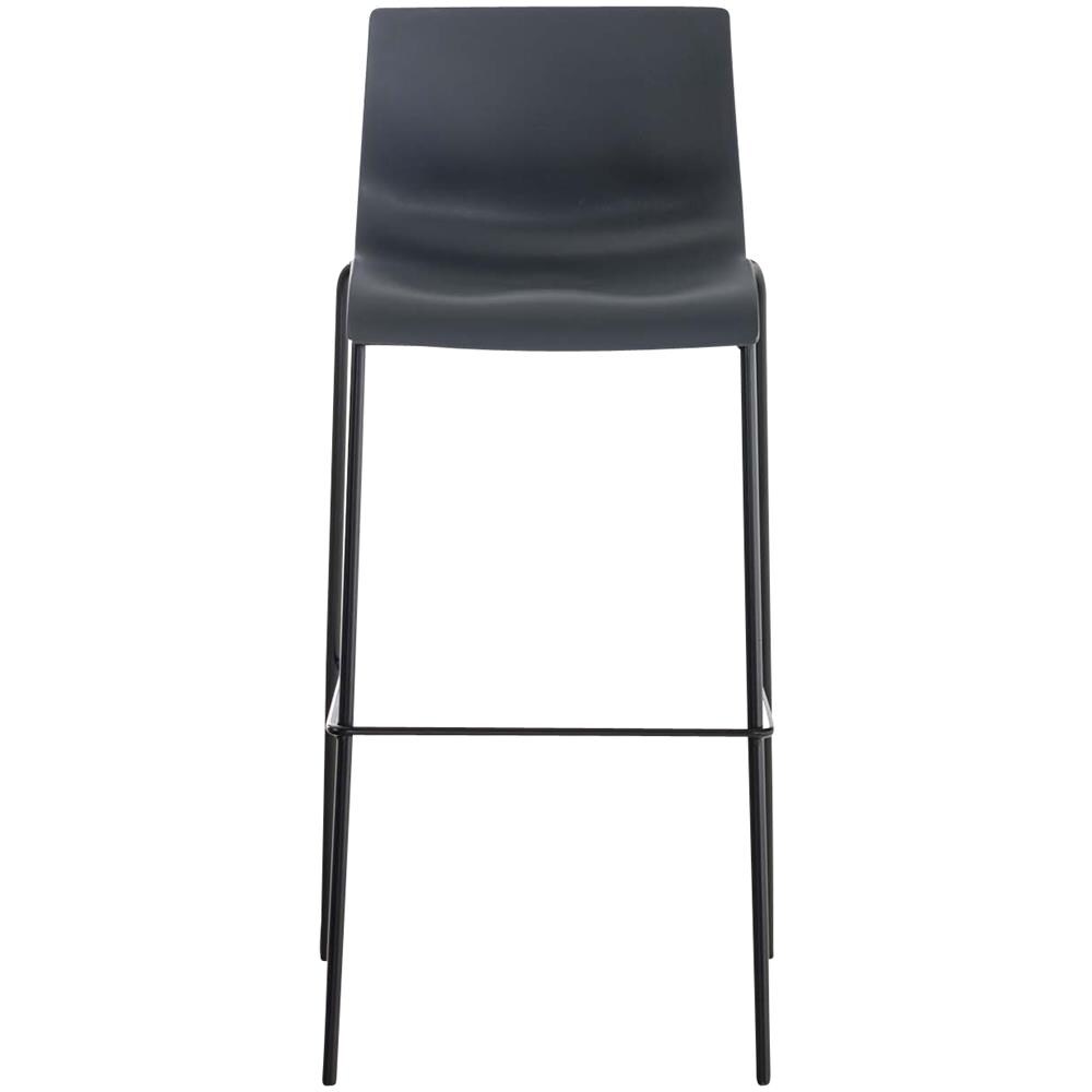 Sgabello Bar Hoover in Polipropilene I Sgabello Alto Design 4 Gambe in Metallo | Sedia Sgabello Impilabile con Schienale I Sgabello Bancone H 76 CM Grigio Base Nero - Foto 2