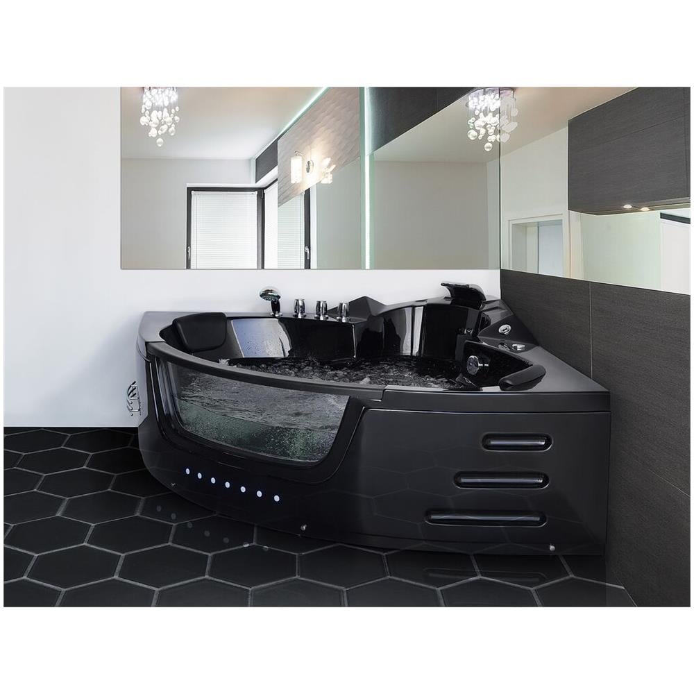 Vasca Da Bagno Angolare Nera Con Led 140 Cm Martinica - Foto 2