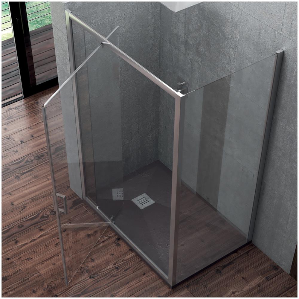 Porta Doccia Battente Swing Per Box Nicchia Cristallo Temprato *** Misure : 97-99xh195 Cm Trasparente - Foto 1