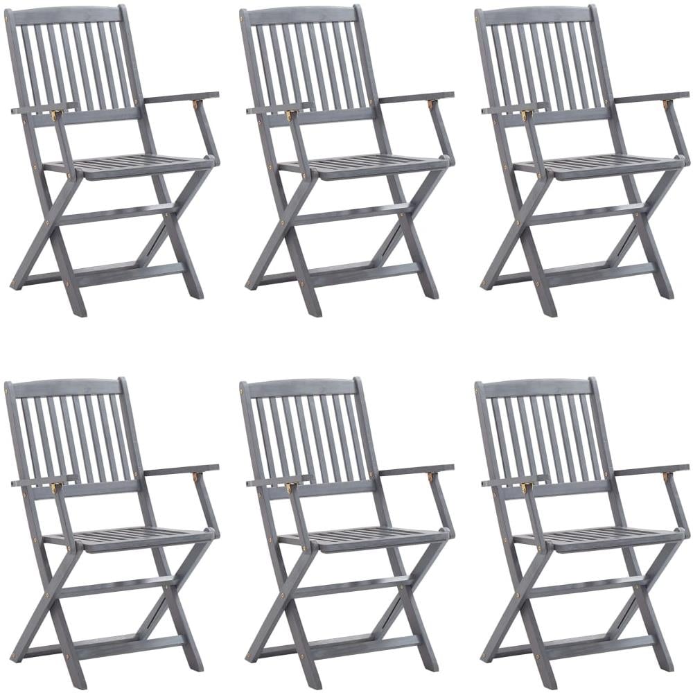 Sedie Da Giardino Pieghevoli 6pz Con Cuscini In Massello Acacia - Foto 2