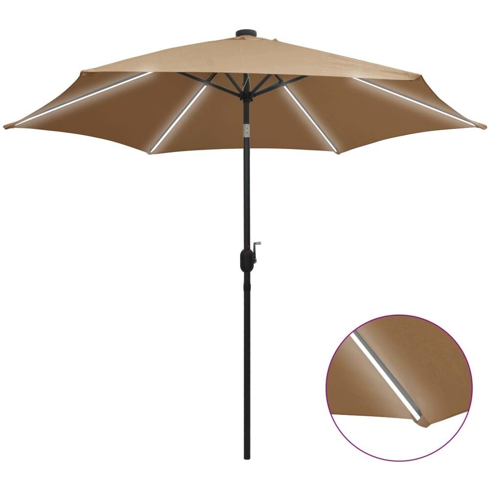 Ombrellone con Luci a LED e Palo Alluminio 300 cm Grigio Talpa - Foto 1