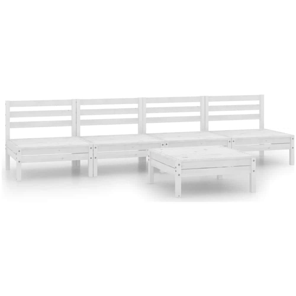 Set Divani Da Giardino 5 Pz Bianco In Legno Massello Di Pino - Foto 1