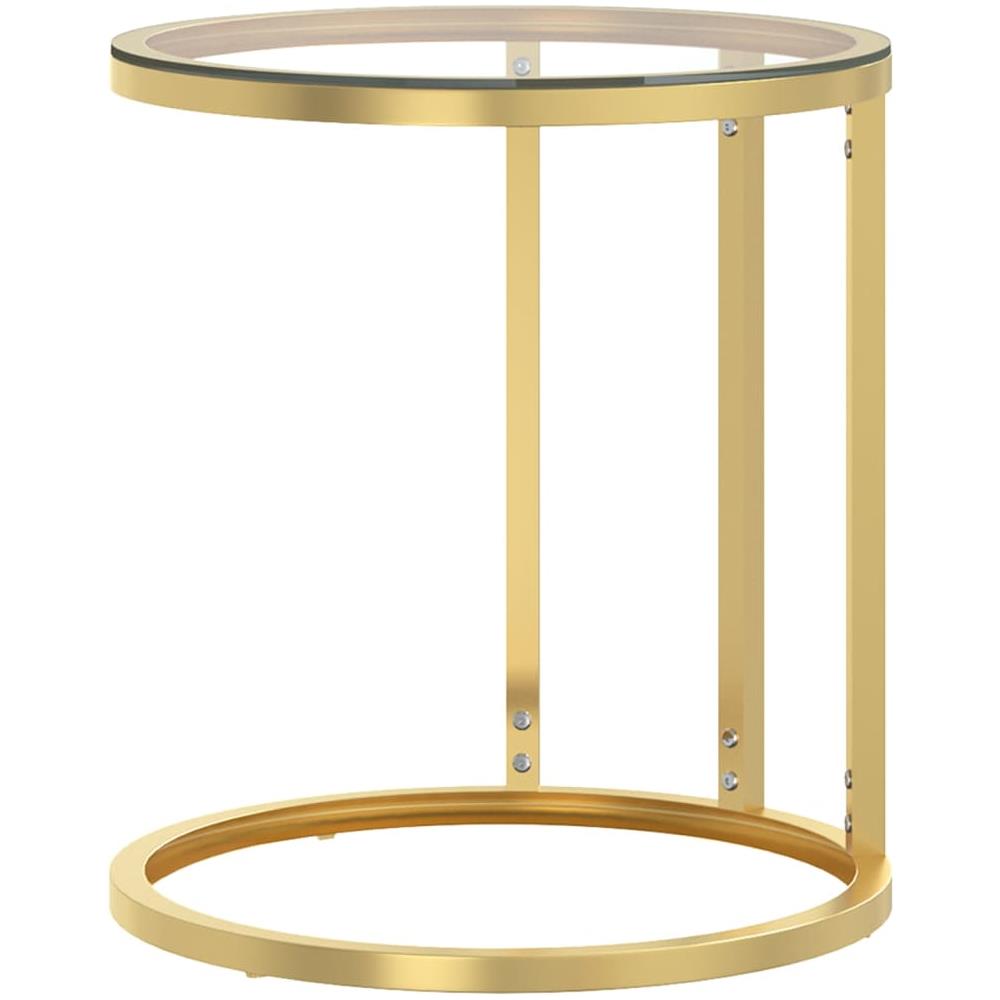 Tavolino Oro E Trasparente 45 Cm In Vetro Temperato - Foto 3